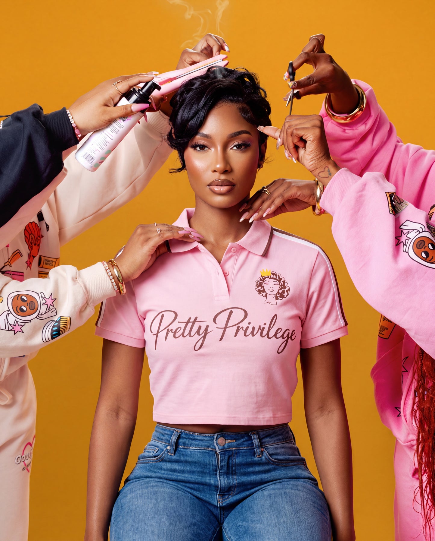 Bubble Gum Pretty Privilege Cropped Polo